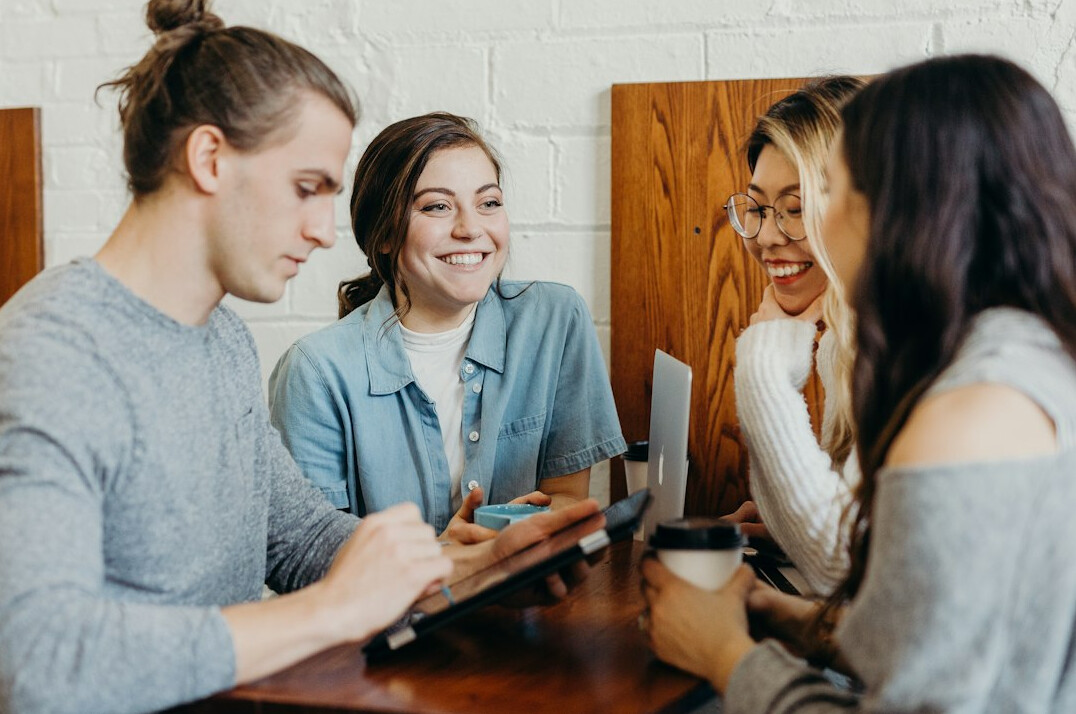 group of friends talking